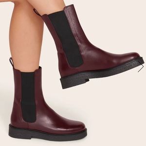 STAUD Palamino Leather Chelsea Boots Plum